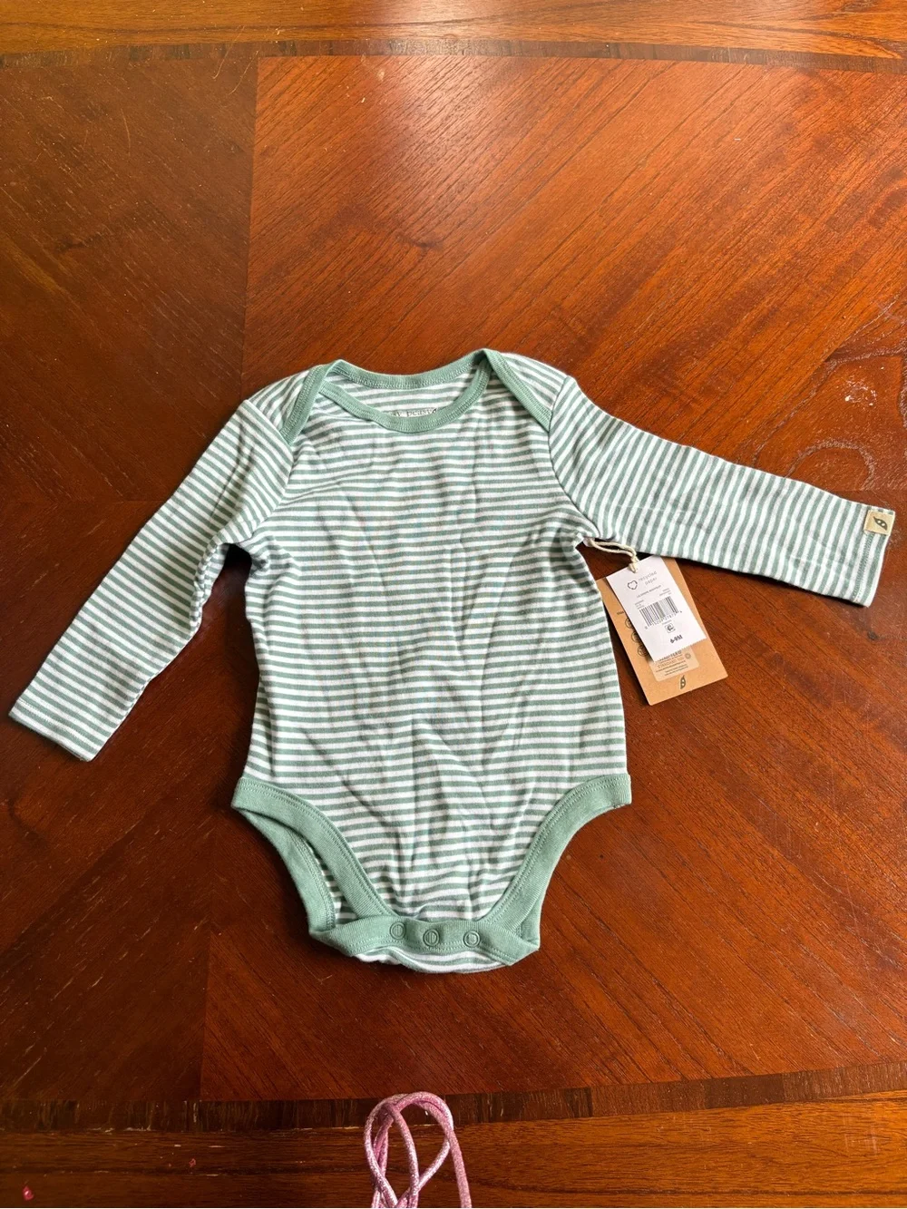 NWT Easy Peasy Organic Cotton Long-Sleeve Bodysuits - Rust & Sage Stripe TR10